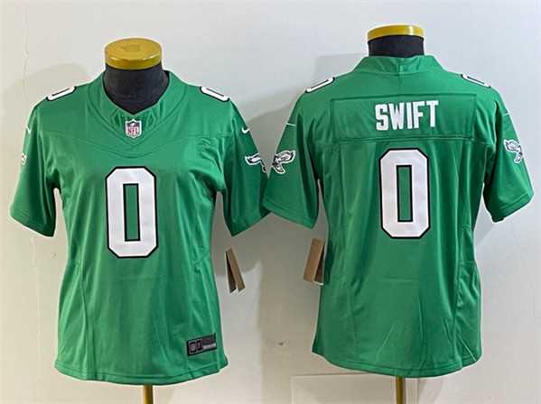 Womens Philadelphia Eagles #0 Dandre Swift Green 2023 F.U.S.E. Football Stitched Jersey(Run Small)->women nfl jersey->Women Jersey